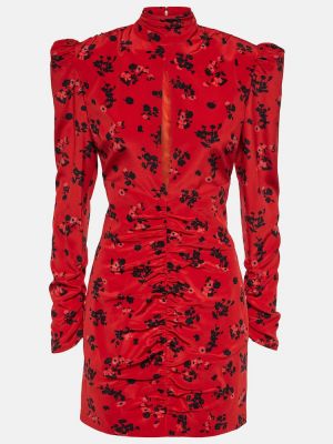 Mini vestido de seda de flores Alessandra Rich rojo
