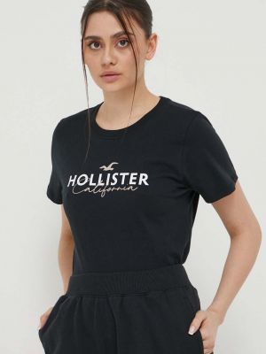 Памучна тениска Hollister Co. черно