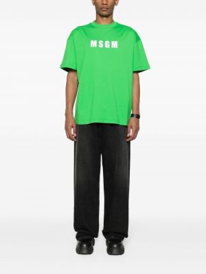 T-shirt en coton à imprimé Msgm vert
