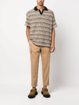 Vilnonės „cargo“ stiliaus kelnės su kišenėmis Etro ruda