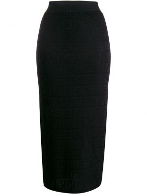 Falda de tubo ajustada de punto Fendi negro