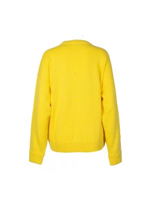 Jersey de lana de tela jersey de cuello redondo Laneus amarillo