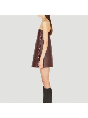 Mini vestido de cuero con tachuelas Durazzi Milano marrón