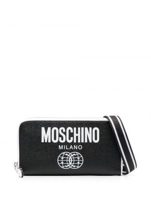 Кожено портмоне с принт Moschino