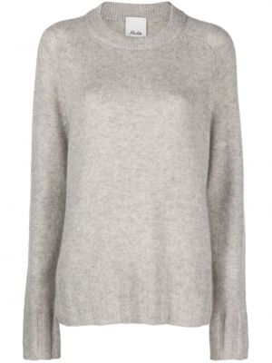 Плетен пуловер с кръгло деколте Allude сиво