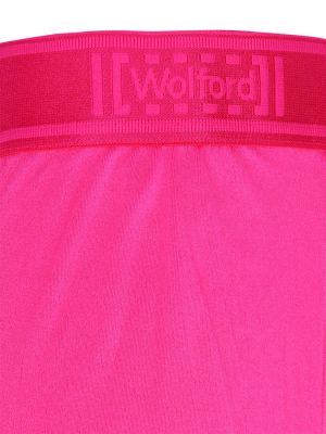 Satenaste hlačne nogavice z visokim pasom Wolford roza