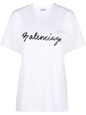 Βαμβακερή μπλούζα με σχέδιο Balenciaga λευκό