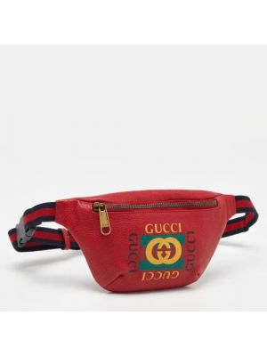 Riñonera de cuero Gucci Vintage rojo