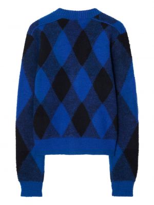 Cardigan en laine à carreaux à motif argyle Burberry bleu