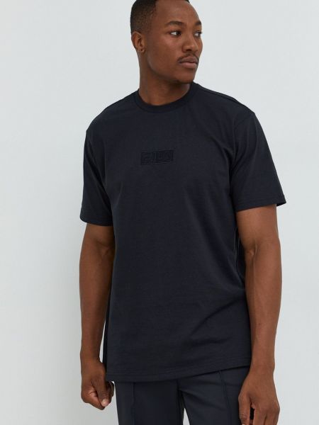 Памучна тениска с дълъг ръкав с апликация Fila черно