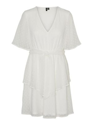 Памучна мини рокля Vero Moda бяло