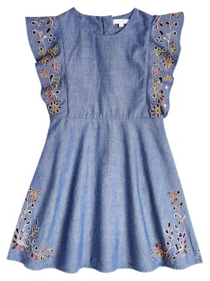 Bomull brodert dress for jenter Chloe Kids blå