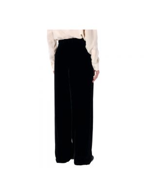 Pantalones rectos de cintura alta de viscosa Saint Laurent negro