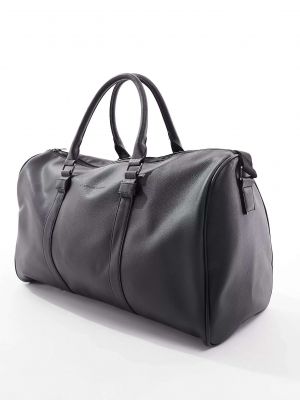 Кожаная дорожная сумка из искусственной кожи French Connection черная