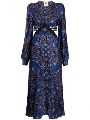 Σατέν μάξι φόρεμα με σχέδιο Farm Rio μπλε
