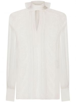 Прозрачна блуза с дантела Dolce & Gabbana бяло