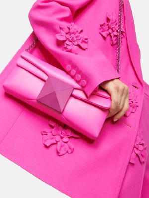 Dabīgās ādas clutch somiņa Valentino Garavani rozā