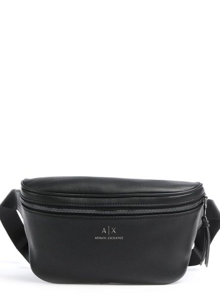 Кожаная поясная сумка из искусственной кожи Armani Exchange черная