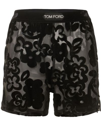 Kratke hlače s cvjetnim printom od tila Tom Ford crna