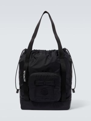 Usnjena nakupovalna torba Moncler črna