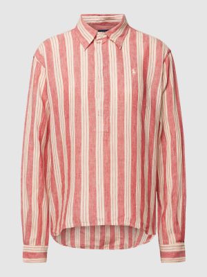 Lniana bluzka Polo Ralph Lauren różowa