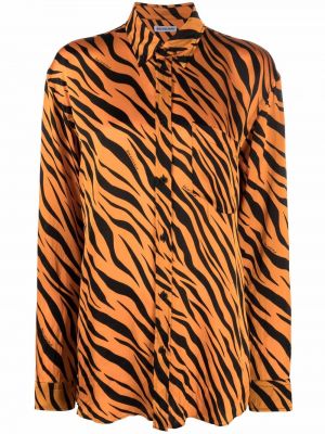 Пухена копринена риза с тигров принт Balenciaga