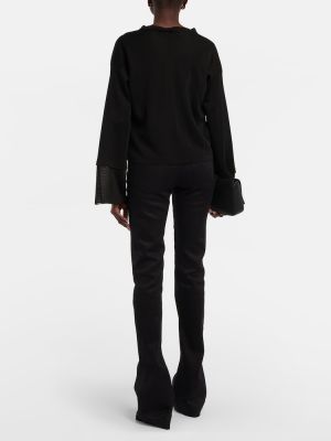 Šnurovací priehľadný sveter s výstrihom do v Tom Ford čierna