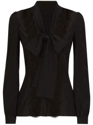 Saténová košile s mašlí Dolce & Gabbana černá