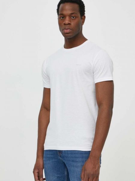 Однотонна бавовняна футболка Gant біла