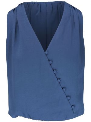 Bluză cu nasturi fără mâneci Veronica Beard albastru