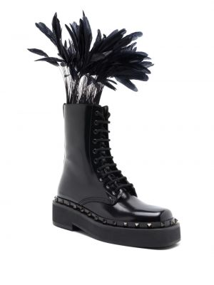 Kožené kotníkové boty Valentino Garavani černé