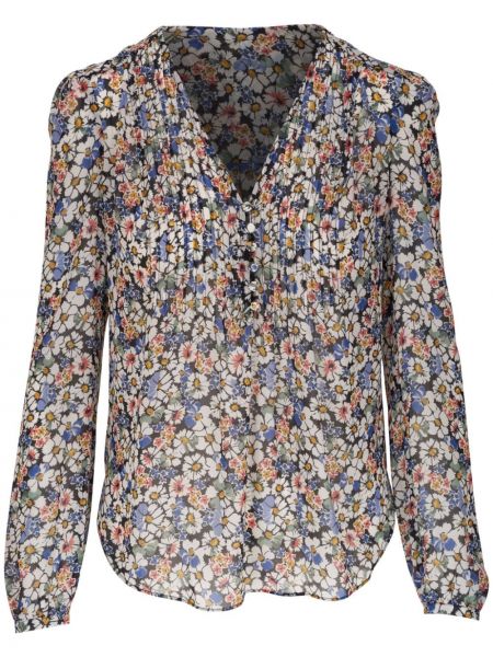Bluza s cvetličnim vzorcem s potiskom z v-izrezom Veronica Beard modra