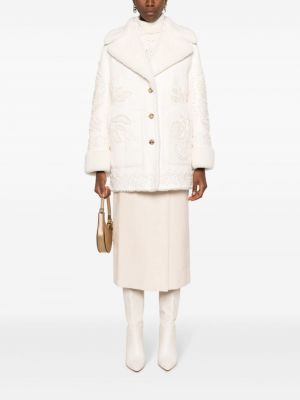 Manteau en cuir Ermanno Scervino blanc
