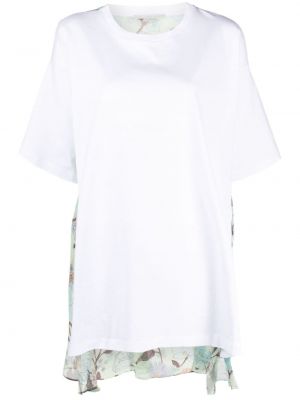 Tricou de mătase cu model floral cu imagine Stella Mccartney alb