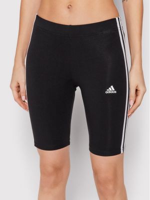Czarne spodenki sportowe slim fit w paski Adidas
