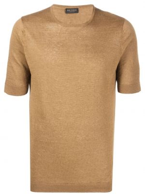 Lininis marškinėliai Dell'oglio ruda