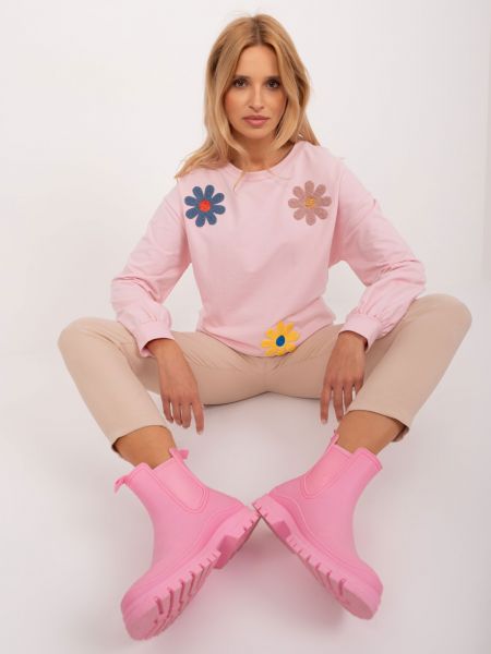 Βαμβακερός φούτερ με κουκούλα Fashionhunters ροζ