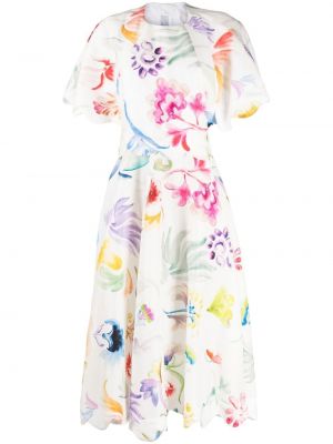 Макси рокля на цветя с принт Rosie Assoulin бяло