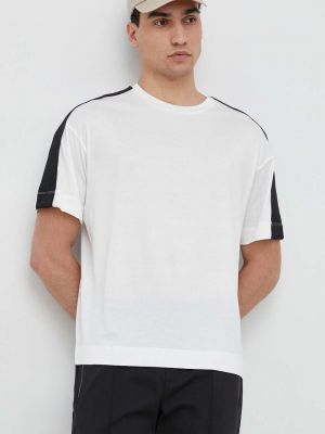 Тениска с дълъг ръкав с апликация Emporio Armani бяло