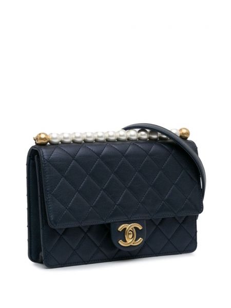 Taška přes rameno s perlami Chanel Pre-owned modrá