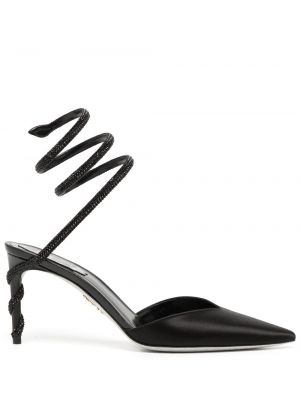 Pantofi cu toc de cristal Rene Caovilla negru