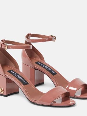 Kožne sandale od lakirane kože Dolce&gabbana ružičasta