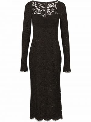 Prozirna midi haljina s čipkom Dolce & Gabbana crna