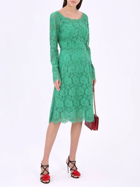 Кружевное коктейльное платье Dolce & Gabbana зеленое