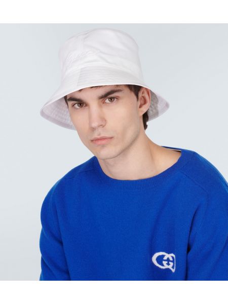 Памучна шапка Gucci бяло