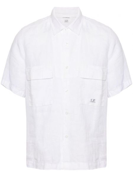 Λινό πουκάμισο με σχέδιο C.p. Company λευκό
