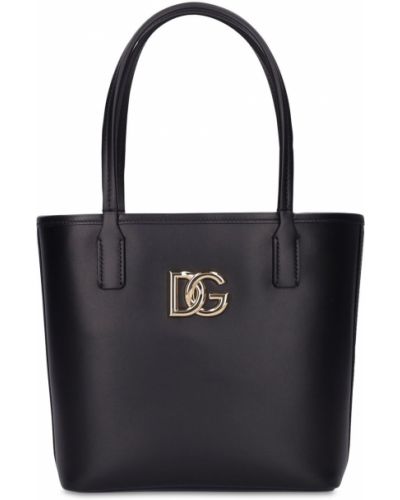 Кожаная сумка шоппер Dolce & Gabbana, черная