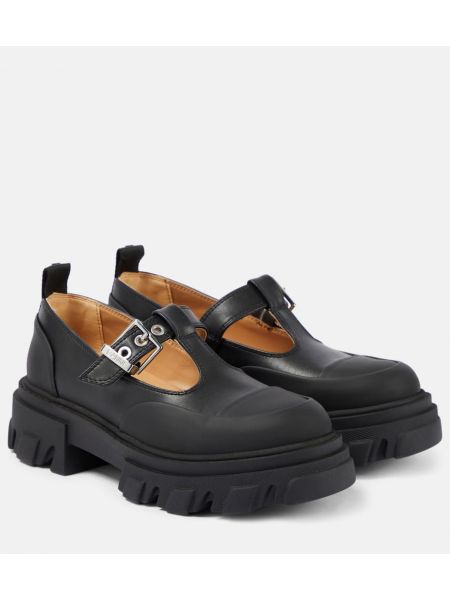 Pantofi cu toc din piele din piele ecologică Ganni negru
