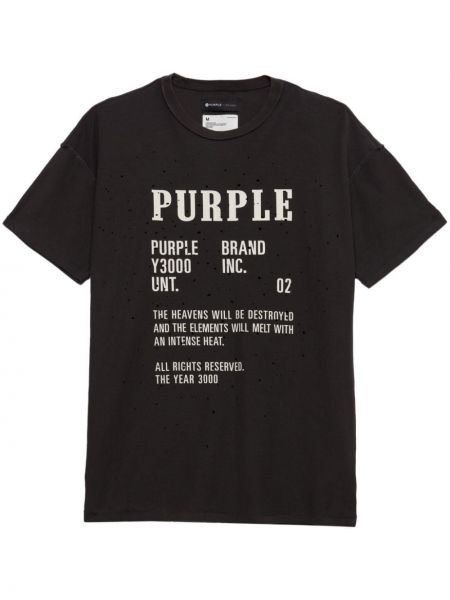 Medvilninis siuvinėtas marškinėliai Purple Brand