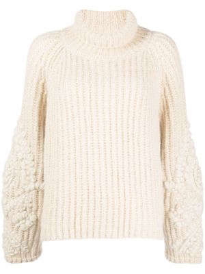 Плетен пуловер на цветя Ermanno Scervino бяло